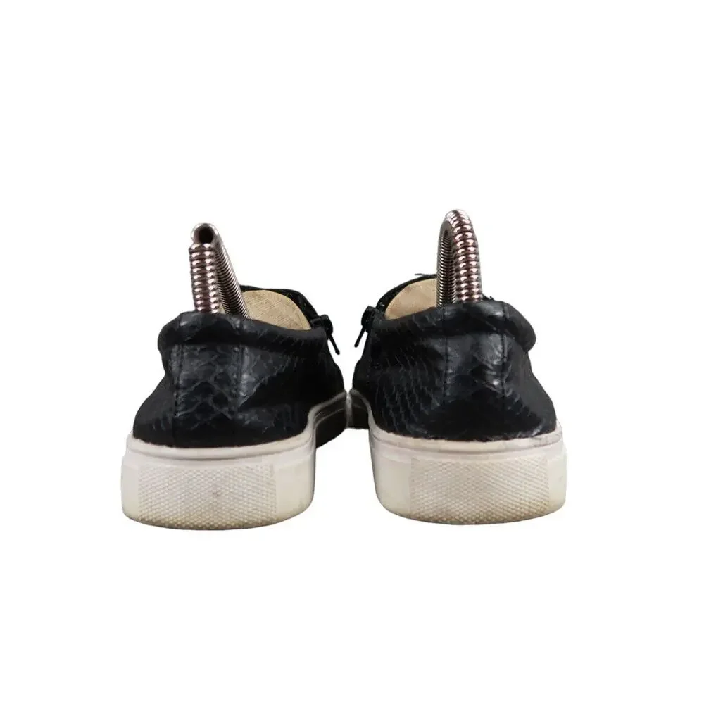 Report Shoes Womens 7 Sneakers Fashion Casual Zip Black Snakeskin Faux Leather
